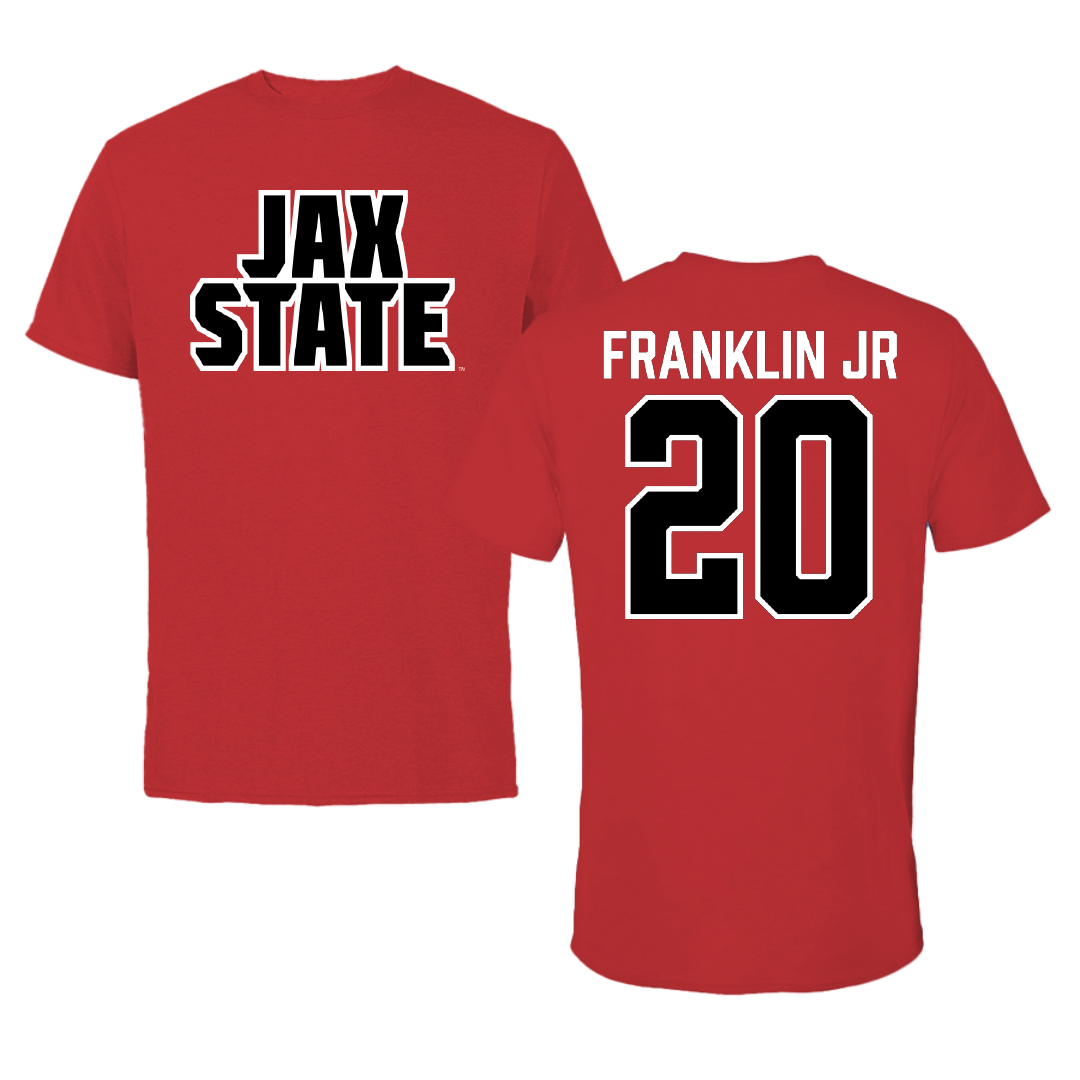 Jacksonville State University Football Red Performance Tee - #20 Travis Franklin Jr