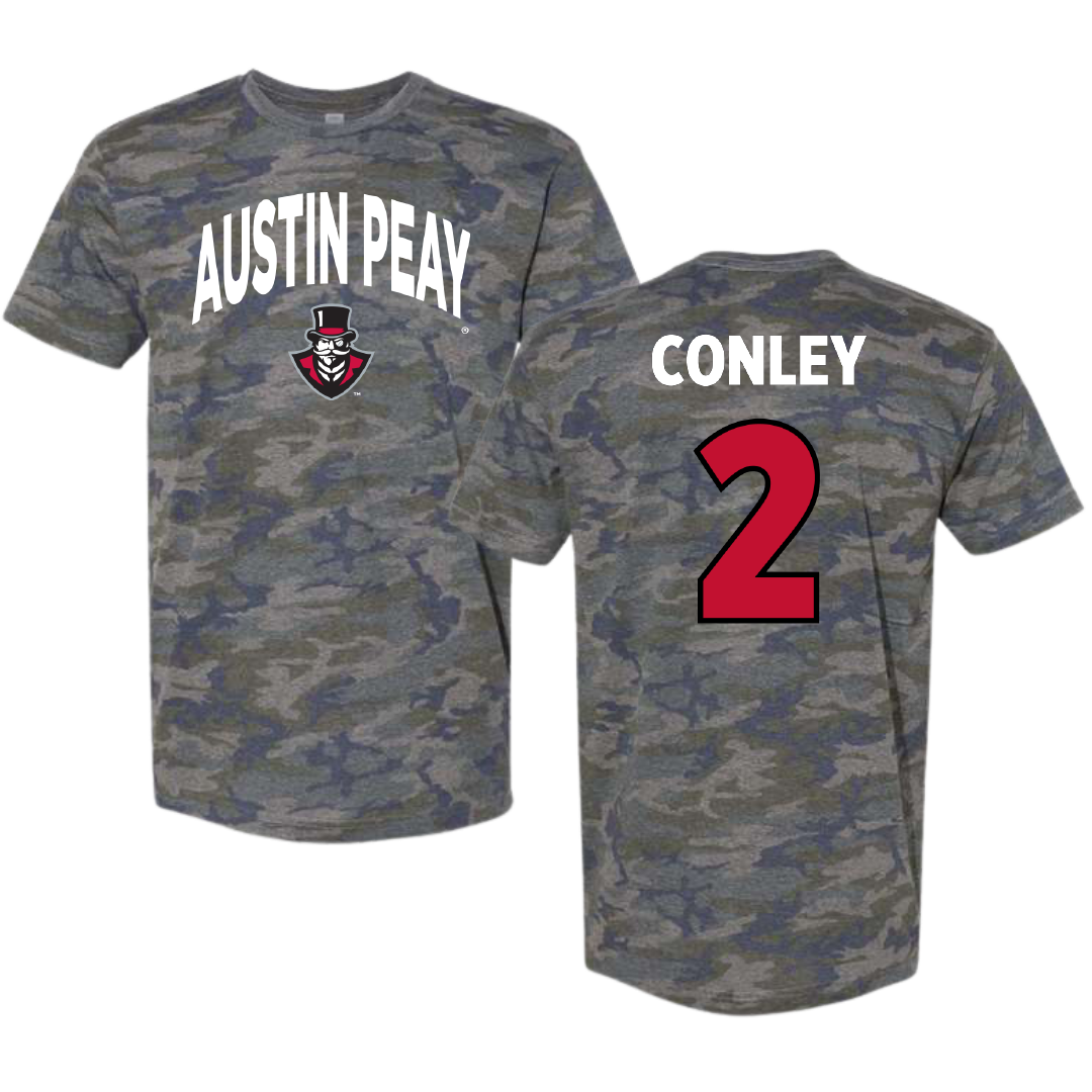 Austin Peay State University Baseball Vintage Camo Tee - #2 Trevor Conley