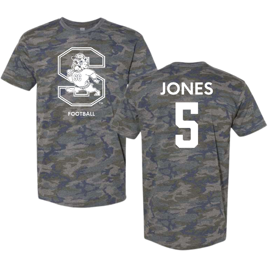 South Carolina State University Football Vintage Camo Tee - #5 Tyler Jones