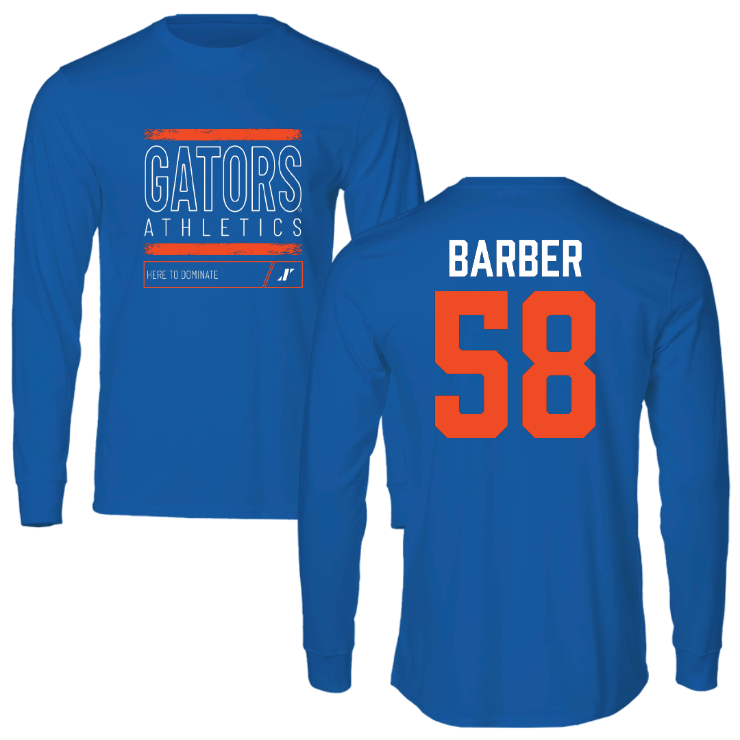 University of Florida Football Blue Dominate Long Sleeve - #58 Austin Barber