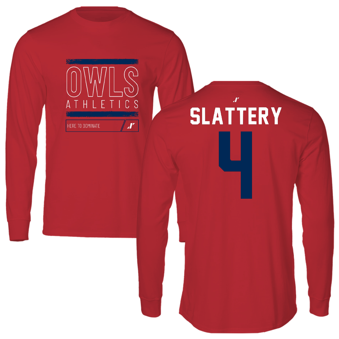 Florida Atlantic University Baseball Red Dominate Performance Long Sleeve - #4 Joseph Slattery