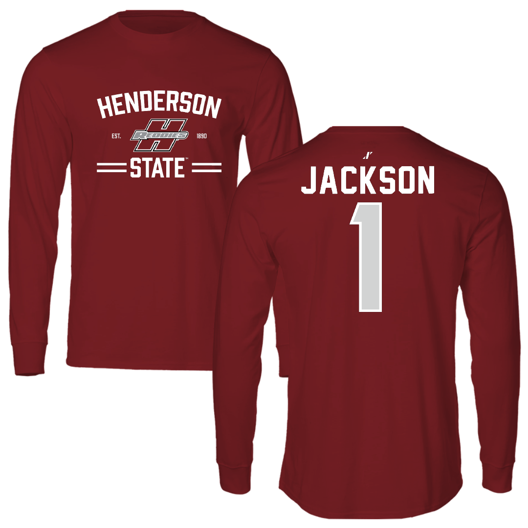 Henderson State University Football Cardinal General Long Sleeve - #1 Timieone Jackson