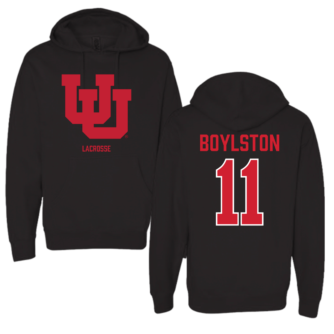 University of Utah Lacrosse (M) Black Block Hoodie - #11 Joey Boylston