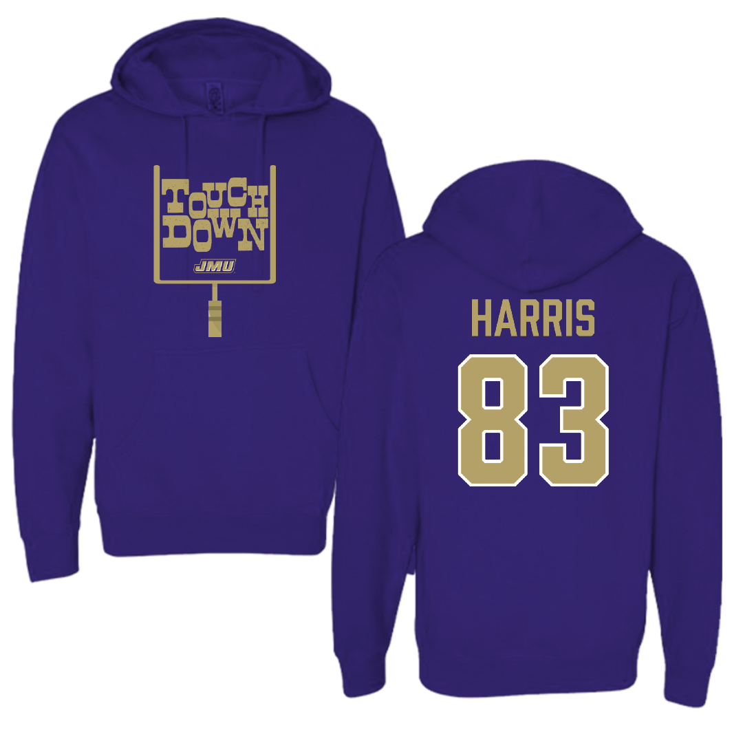 James Madison University Football Purple Touchdown Hoodie - #83 Erick Harris