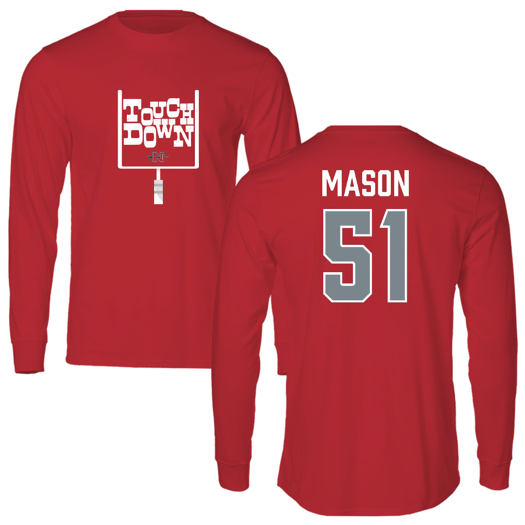 Nicholls State University Football Red Touchdown Performance Long Sleeve - #51 Joe Mason