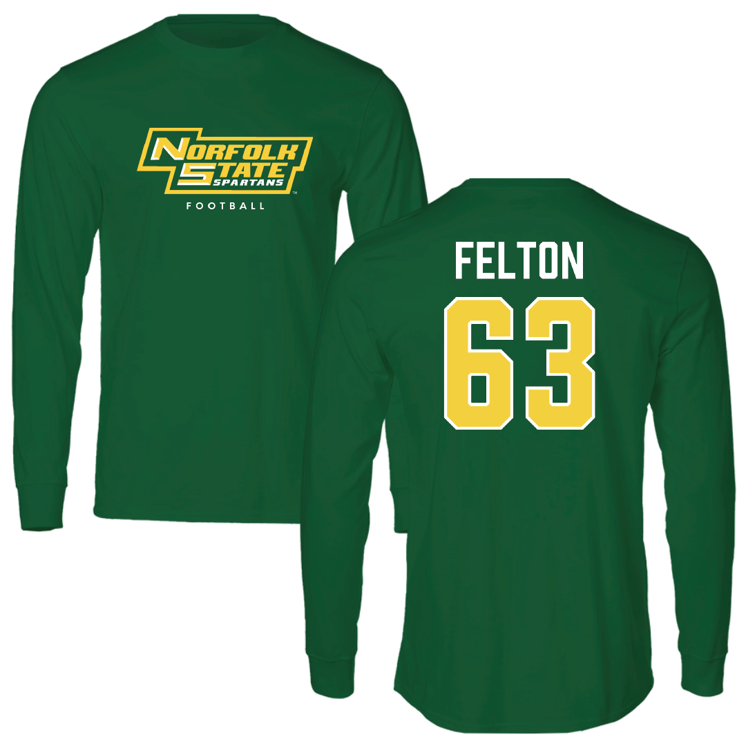 Norfolk State University Football Kelly Green Long Sleeve - #63 Marselle Felton