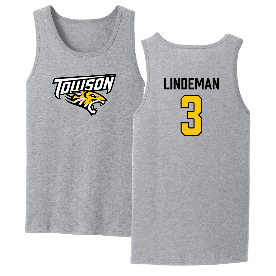 Towson University Soccer Sport Gray Tank Top - #3 Sydney Lindeman