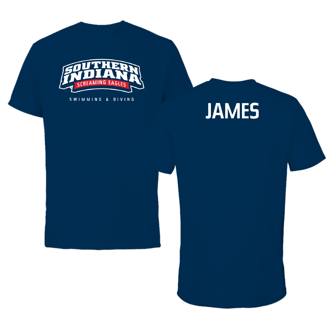 University of Southern Indiana Swimming & Diving Navy University Tee - Cameron James