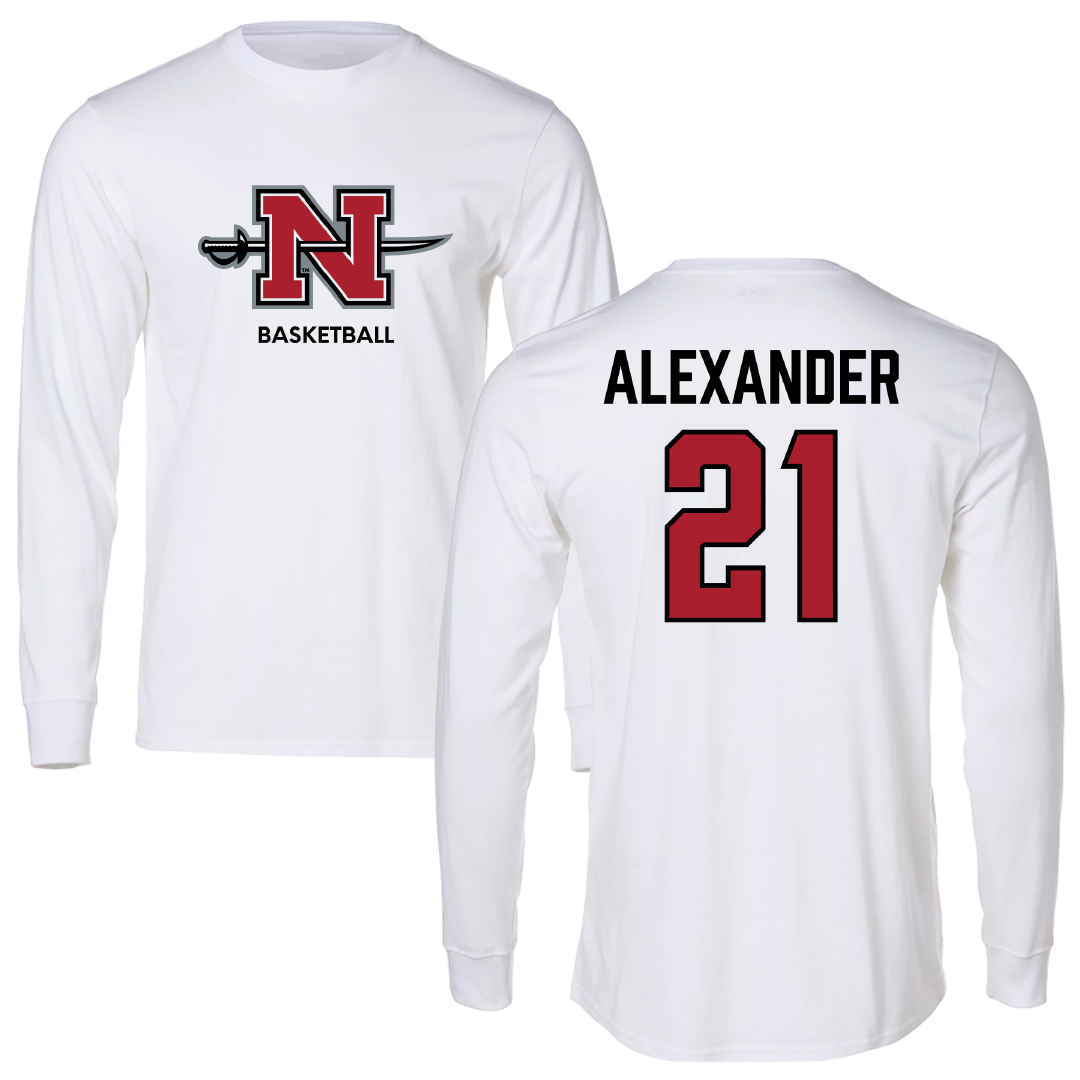 Nicholls State University Basketball (W) White Performance Long Sleeve - #21 Lexi Alexander