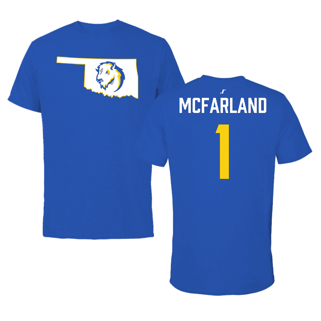 Southeastern Oklahoma State University Volleyball Blue State Performance Tee - #1 Riley McFarland