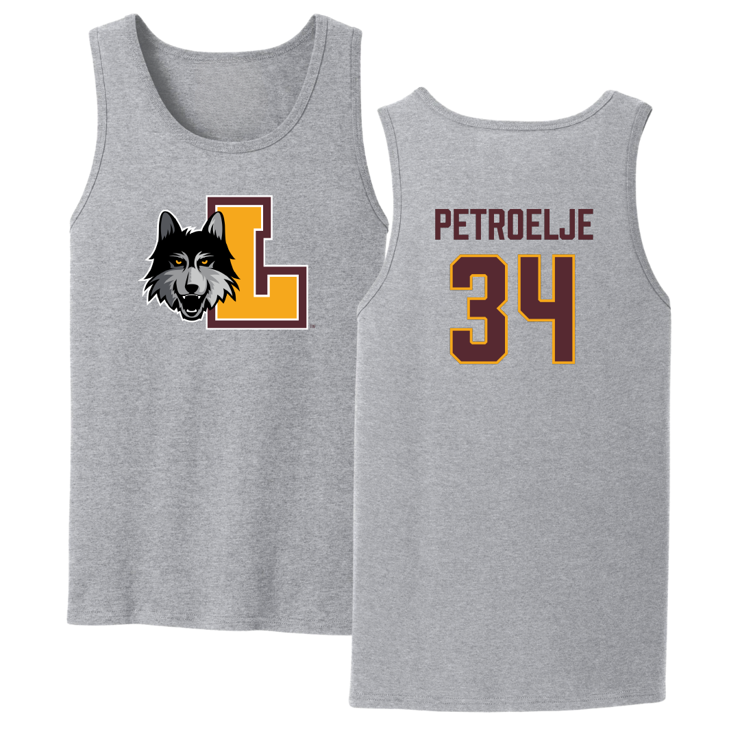 Loyola University-Chicago Basketball Sport Gray Tank Top - #34 Maddie Petroelje