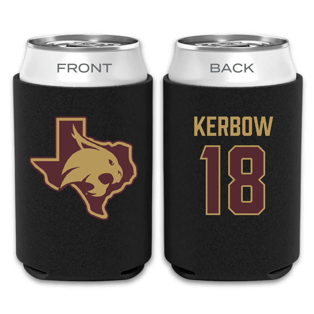 Texas State University Baseball Black Can Cooler - #18 Dylan Kerbow