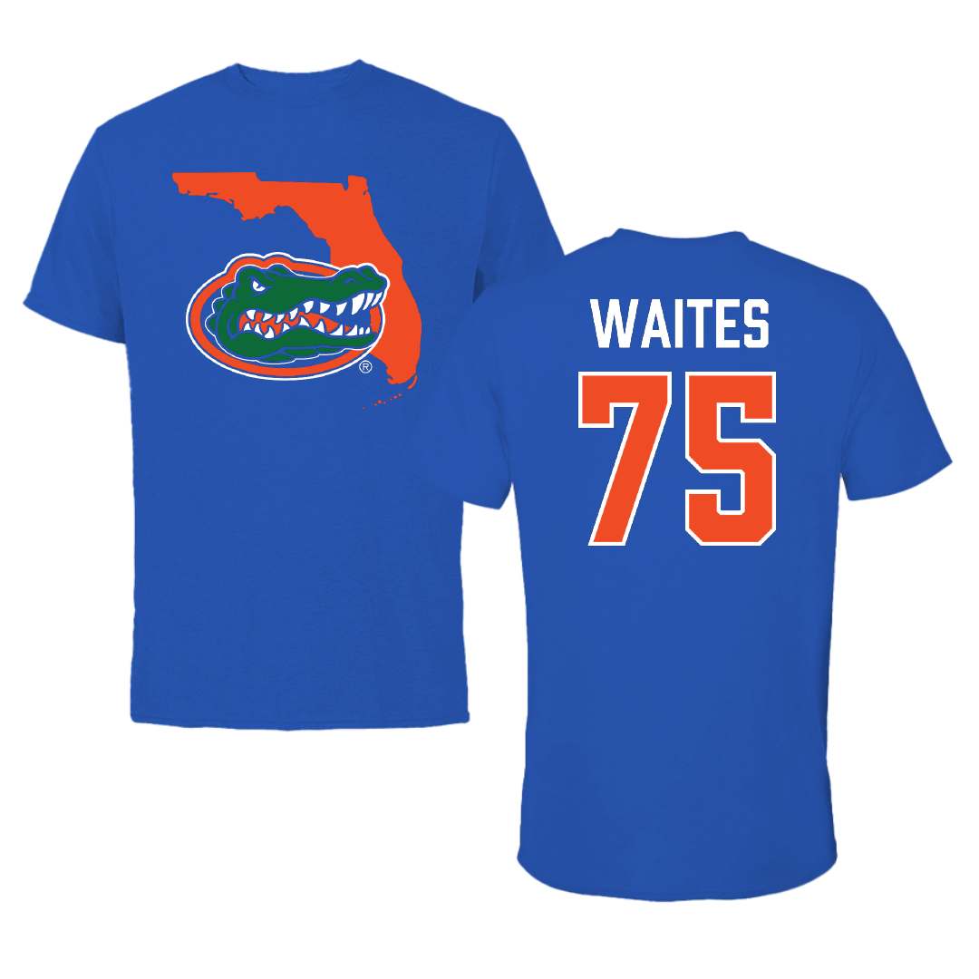 University of Florida Football Blue State Tee - #75 Kamryn Waites