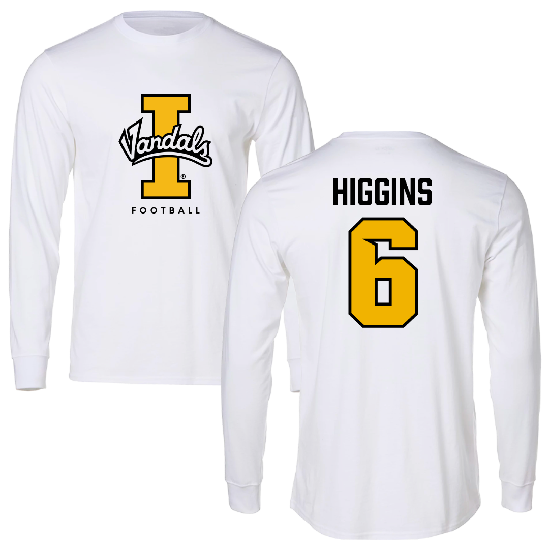 University of Idaho Football White Vandals Long Sleeve - #6 Trais Higgins