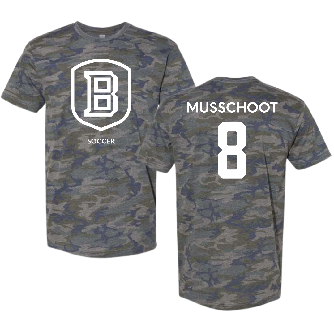 Bradley University Soccer (M) Vintage Camo Tee - #8 Cohen Musschoot