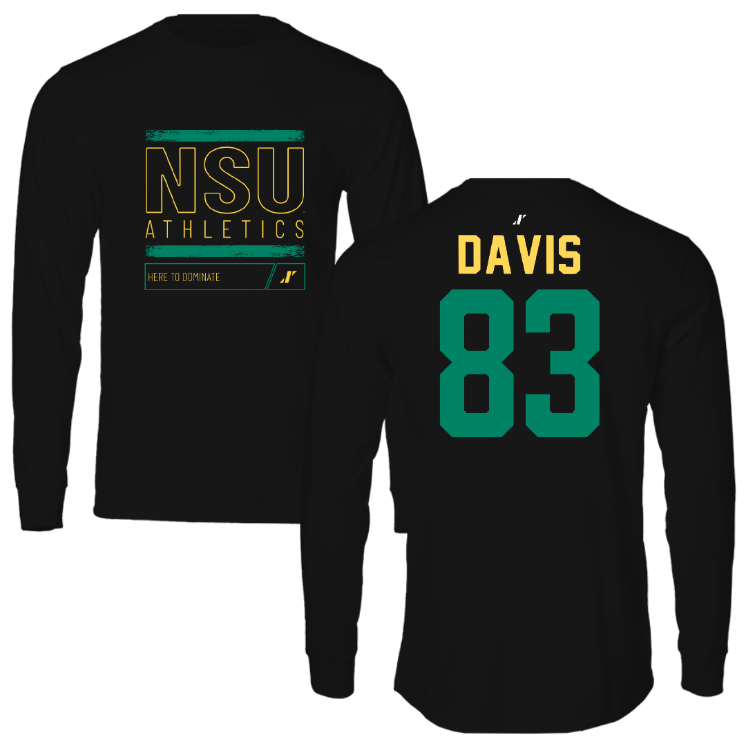 Norfolk State University Football Black Dominate Performance Long Sleeve - #83 Clifton Davis