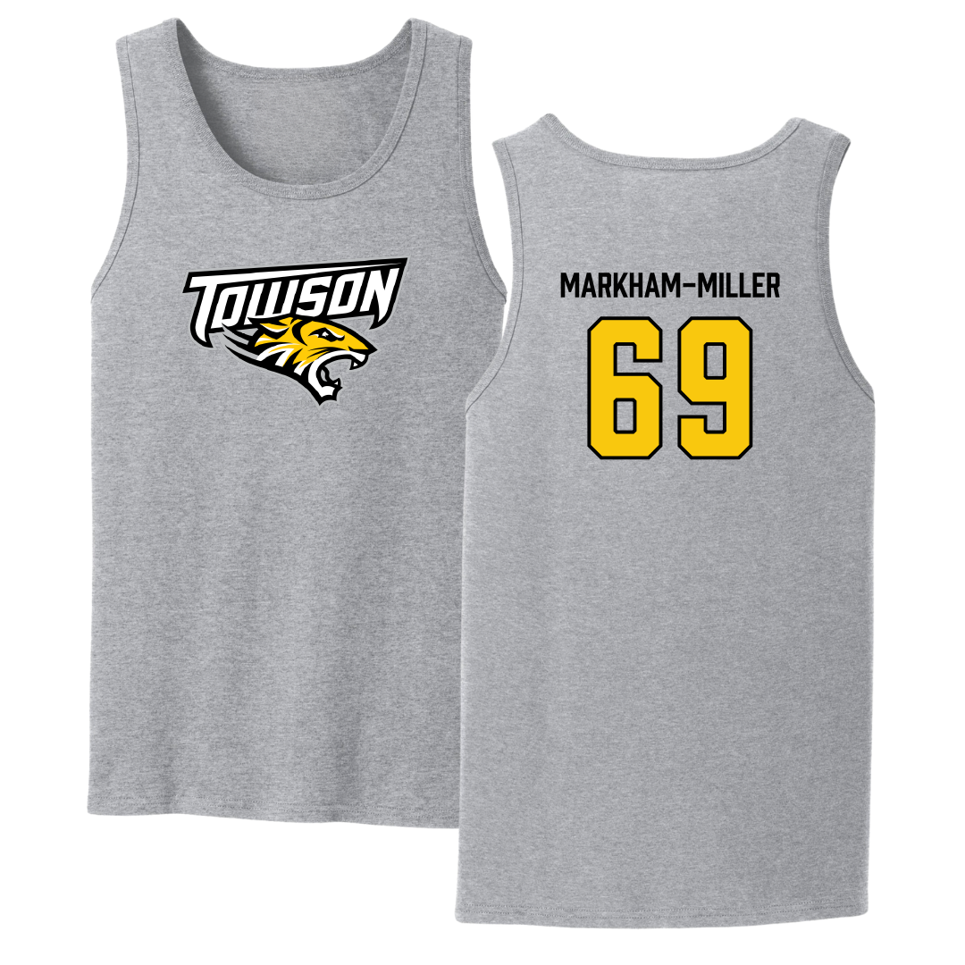 Towson University Football Sport Gray Tank Top - #69 Ian Markham-Miller