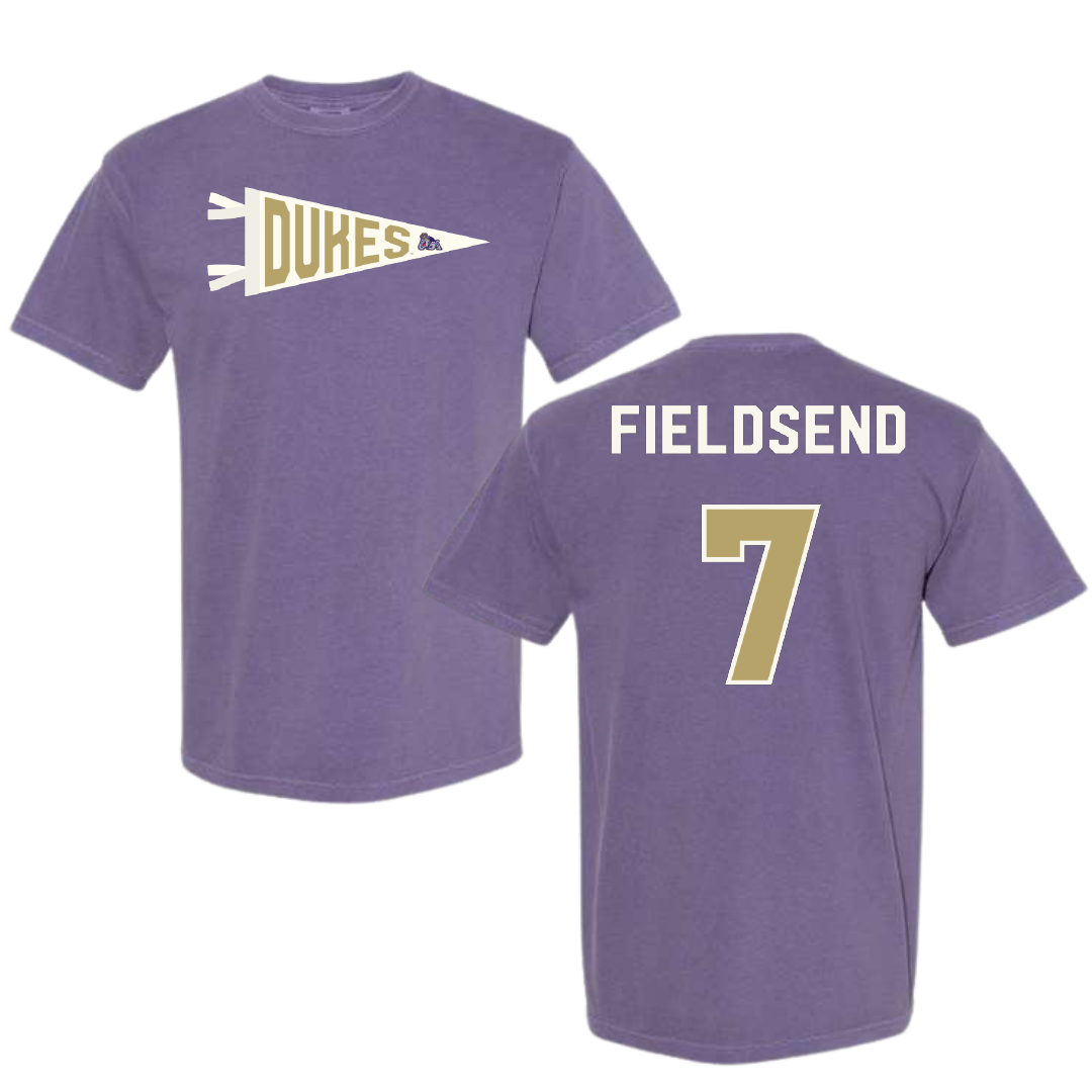 James Madison University Soccer Purple Pennant Comfort Colors Tee - #7 Jeanette Fieldsend