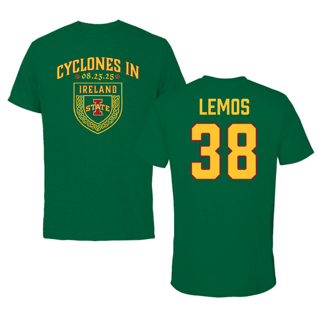 Iowa State University Football Green Cyclones in Ireland Performance Tee - #38 Eddie Lemos