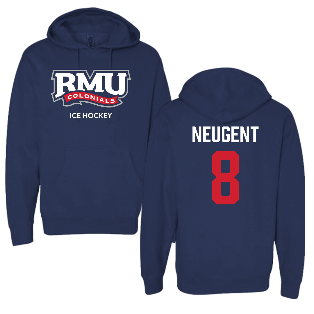 Robert Morris University Ice Hockey (W) Navy Hoodie - #8 Mya Neugent