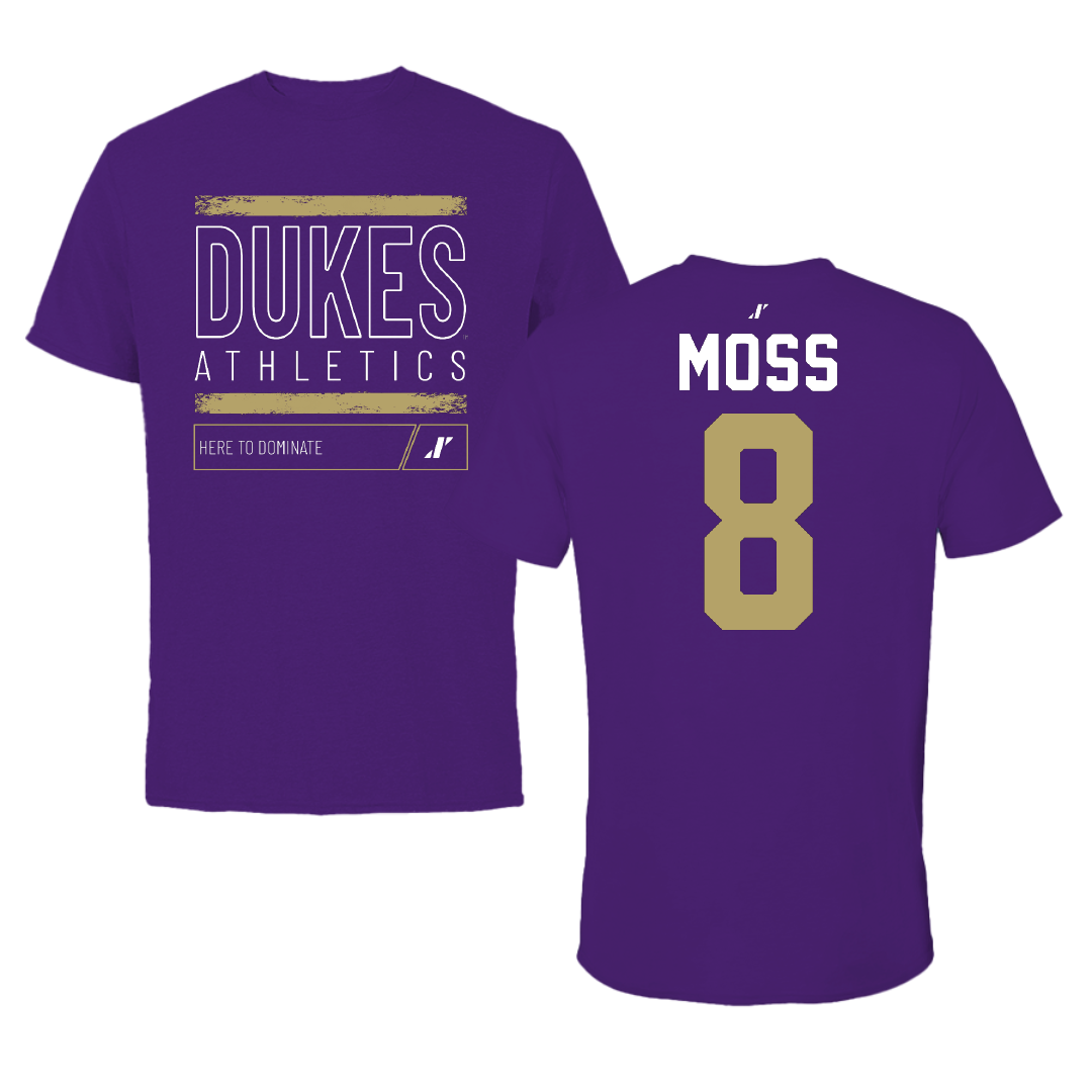 James Madison University Football Purple Dominate Performance Tee - #8 Max Moss