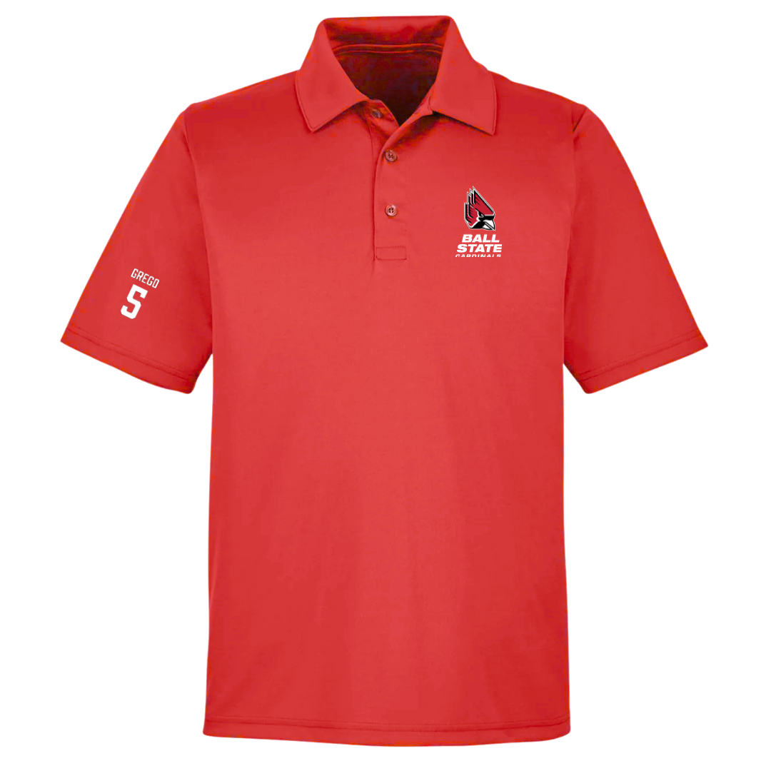 Ball State University Baseball Red Polo - #5 Dylan Grego