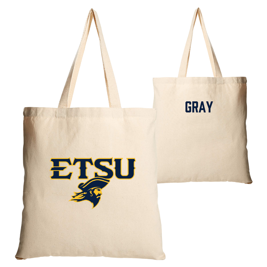 East Tennessee State University TF and XC Tan Canvas Tote Bag - Bonita Gray