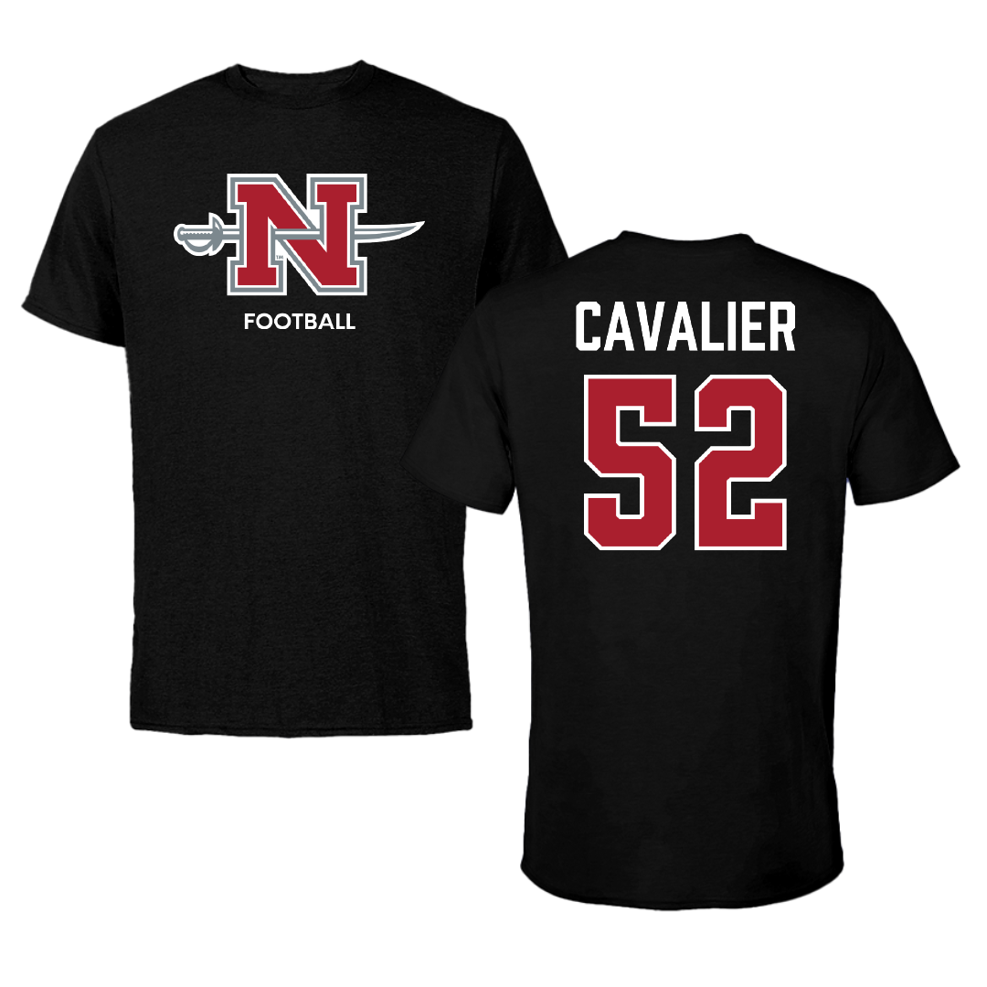 Nicholls State University Football Black Mascot Tee - #52 Andrew Cavalier