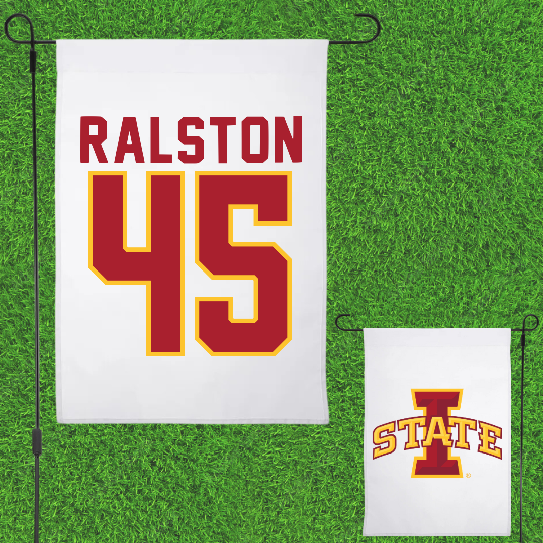 Iowa State University Softball White Garden Flag - #45 Jaiden Ralston