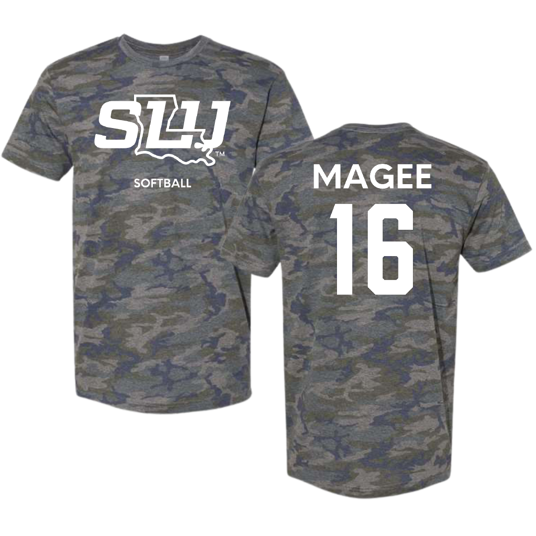 Southeastern Louisiana University Softball Vintage Camo Tee - #16 Chloe Magee