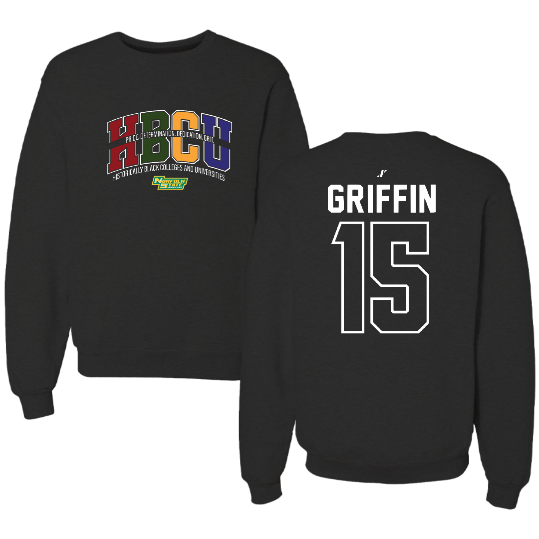 Norfolk State University Football Black HBCU Crewneck - #15 Jordan Griffin