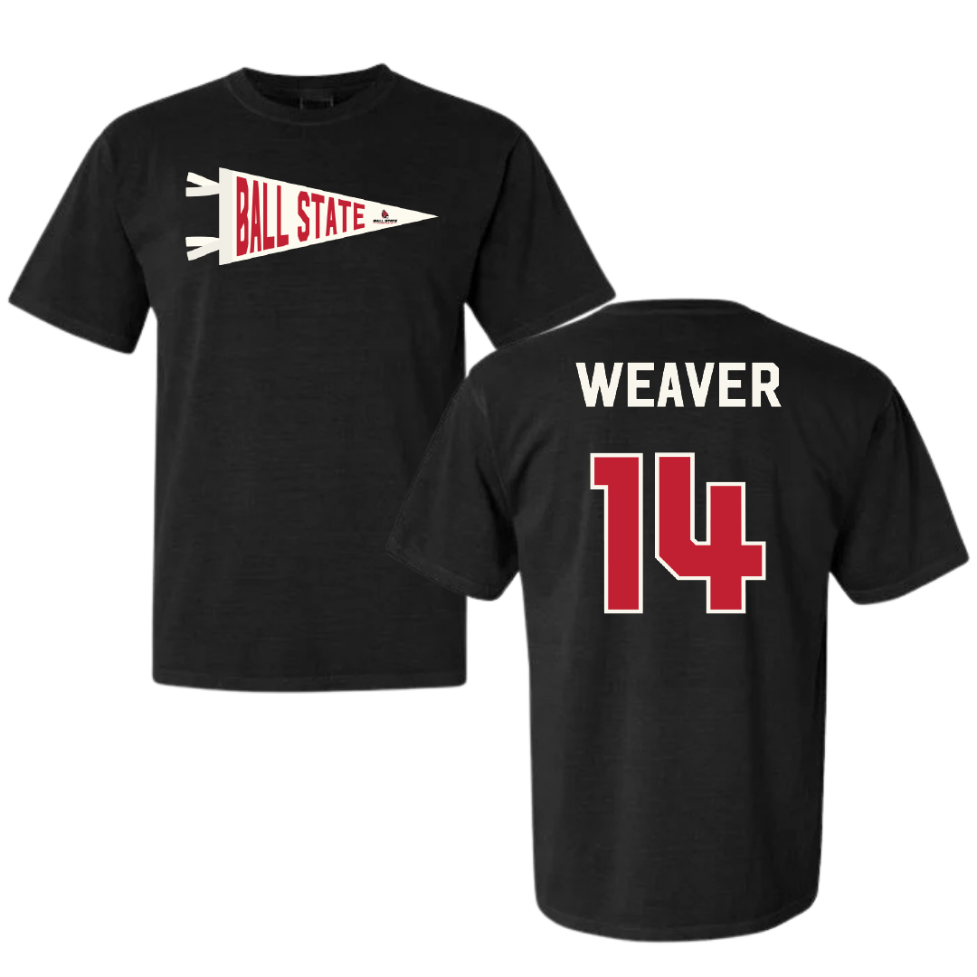Ball State University Softball Black Pennant Comfort Colors Tee - #14 Maddie Weaver