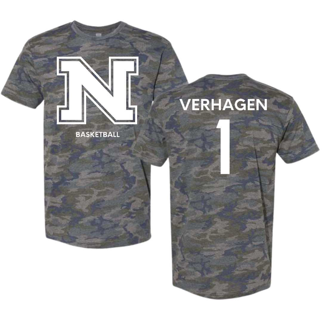 Northern Michigan University Basketball (M) Vintage Camo Tee - #1 Casey Verhagen