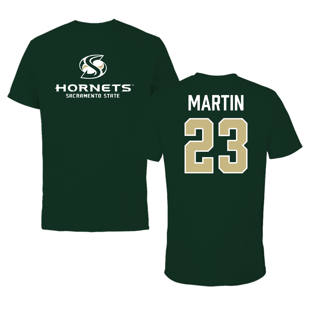 Sacramento State University Basketball (W) Forest Green Hornets Tee - #23 Jaydia Martin