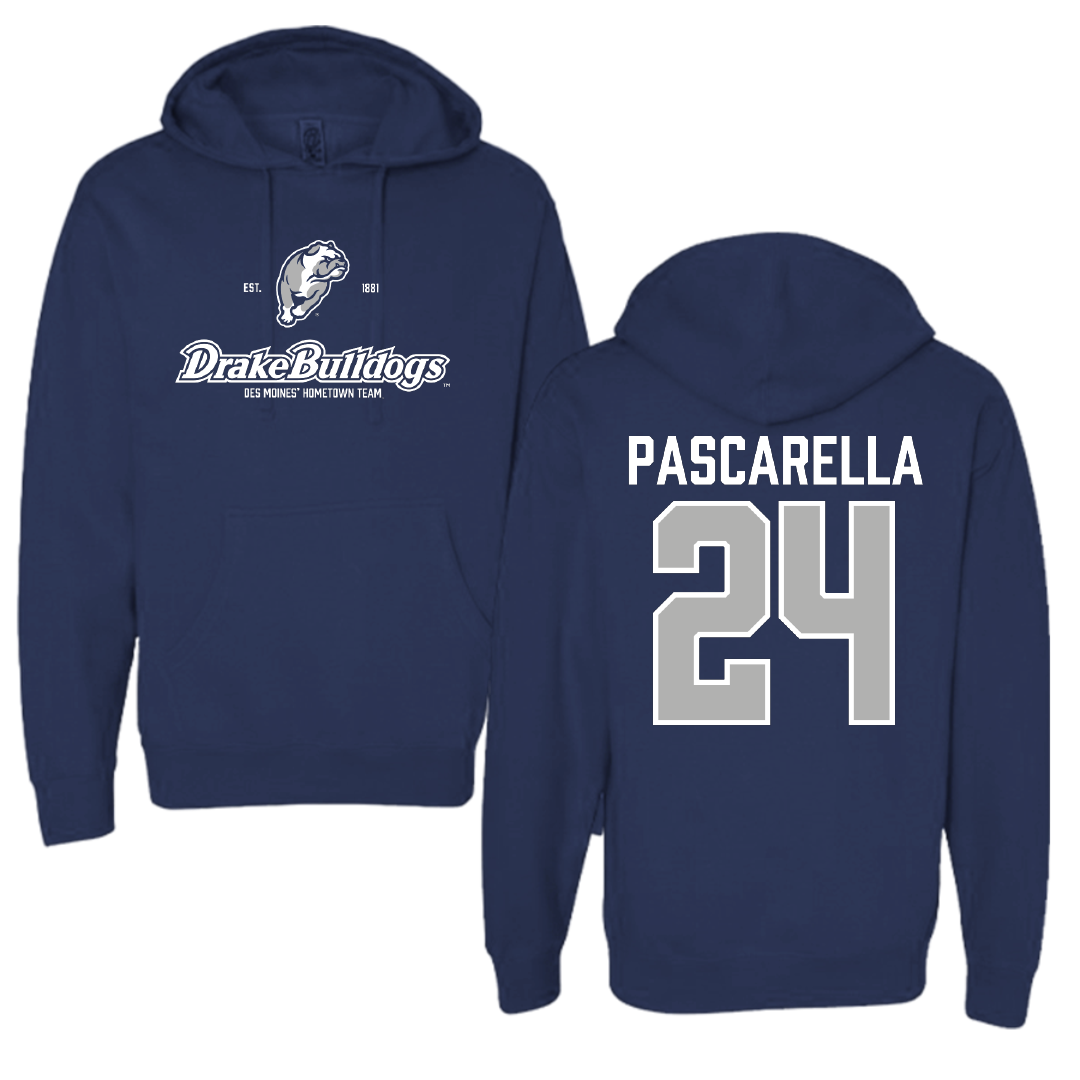 Drake University Soccer Navy General Hoodie - #24 Jordan Pascarella