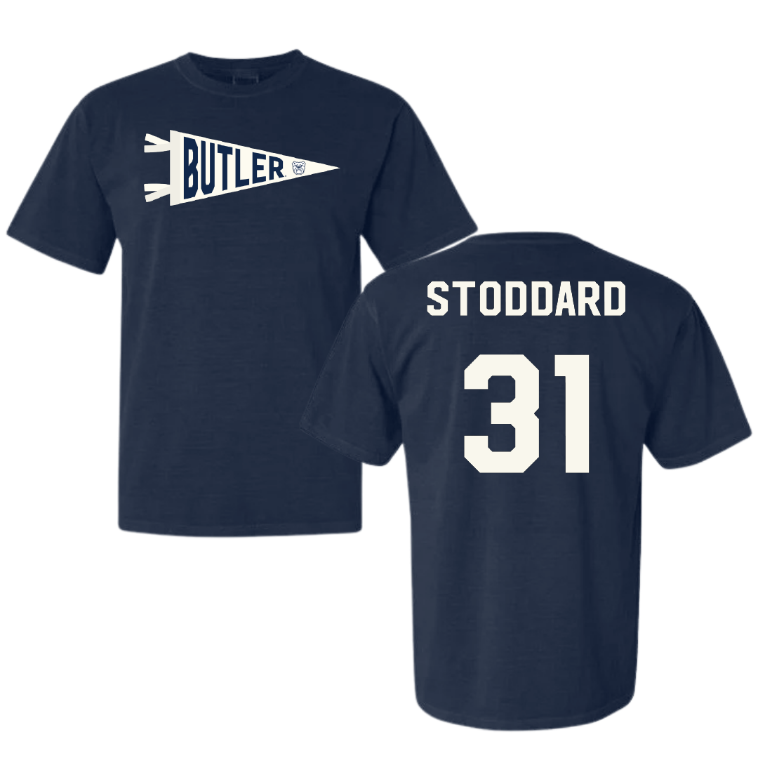 Butler University Basketball Navy Pennant Comfort Colors Tee - #31 Lillian Stoddard