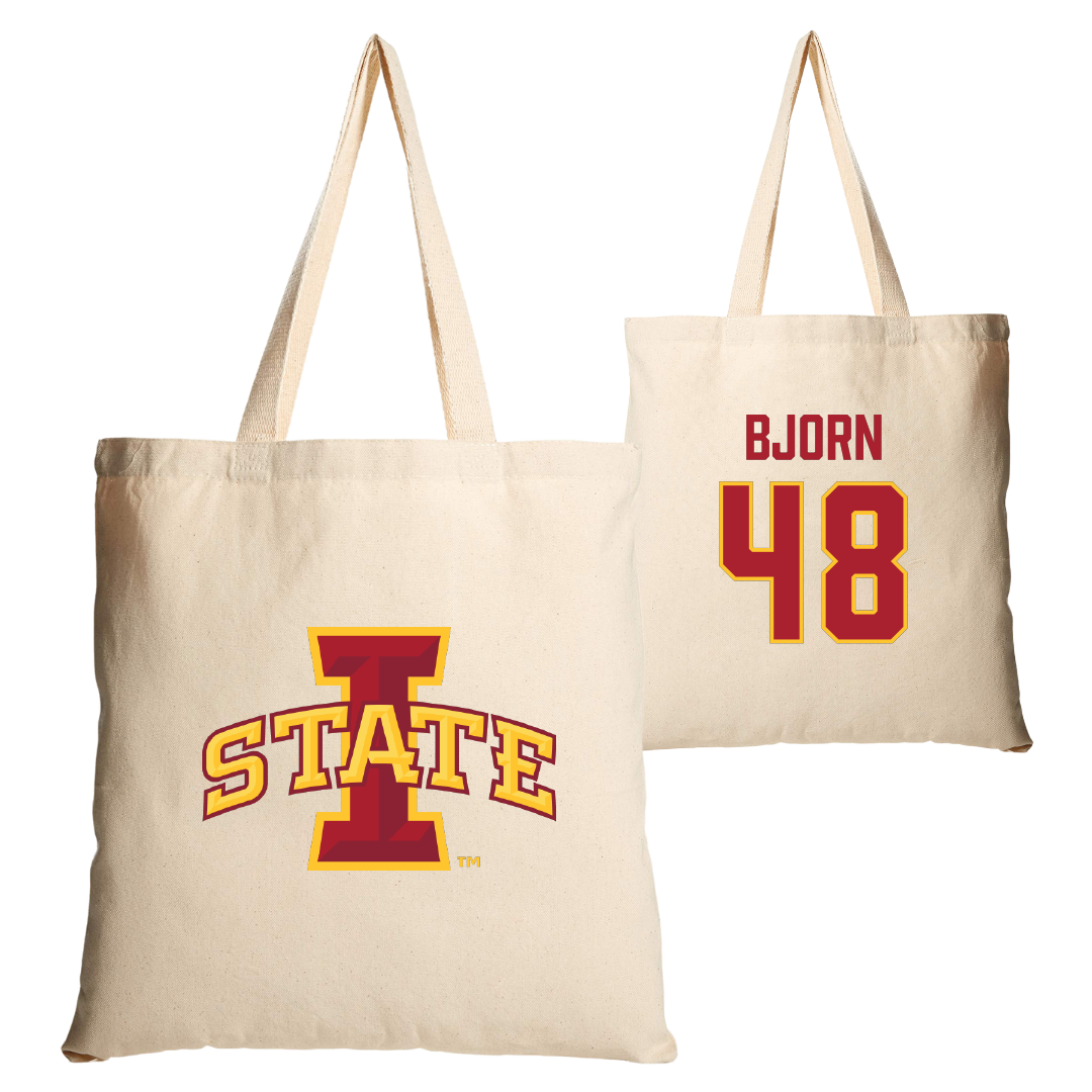 Iowa State University Football Tan Canvas Tote Bag - #48 Jack Bjorn