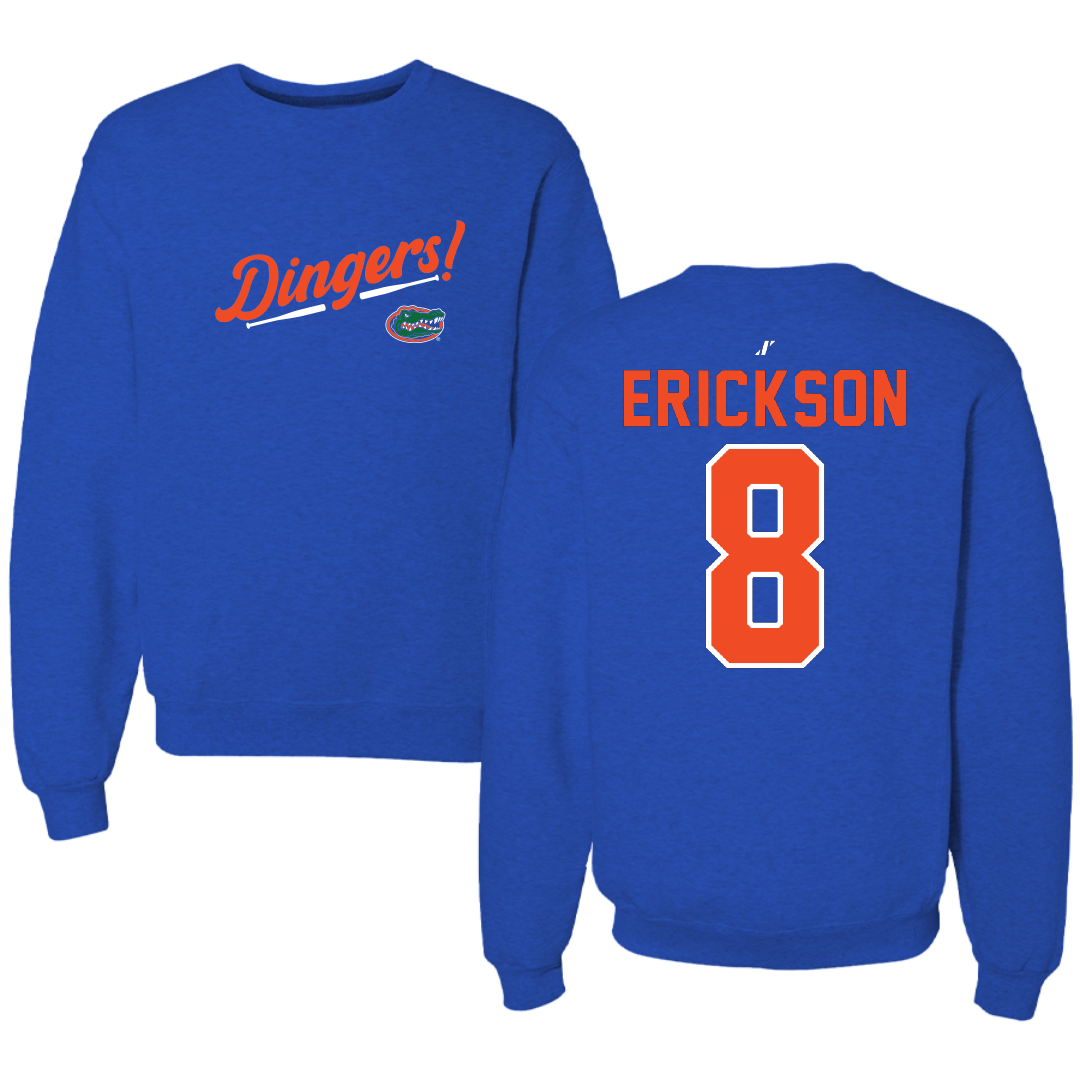 University of Florida Softball Blue Dingers Crewneck - #8 Jocelyn Erickson