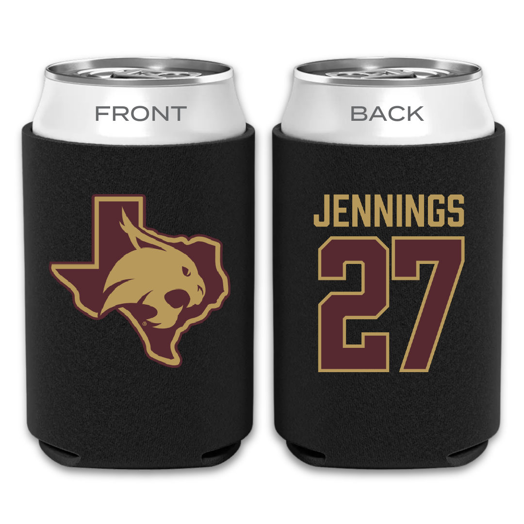 Texas State University Softball Black Can Cooler - #27 Abigail Jennings