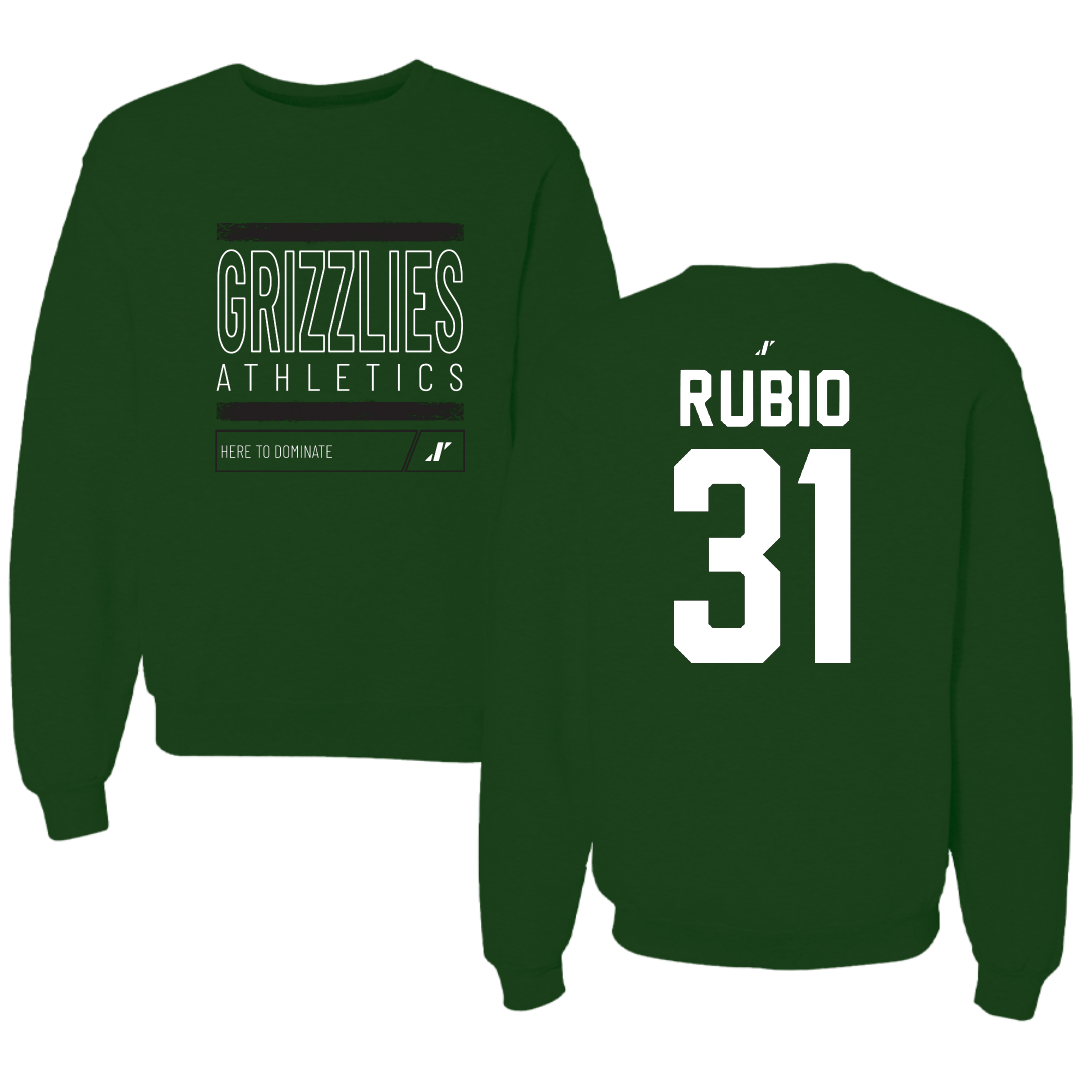 Adams State University Football Forest Green Dominate Crewneck - #31 Miguel Rubio