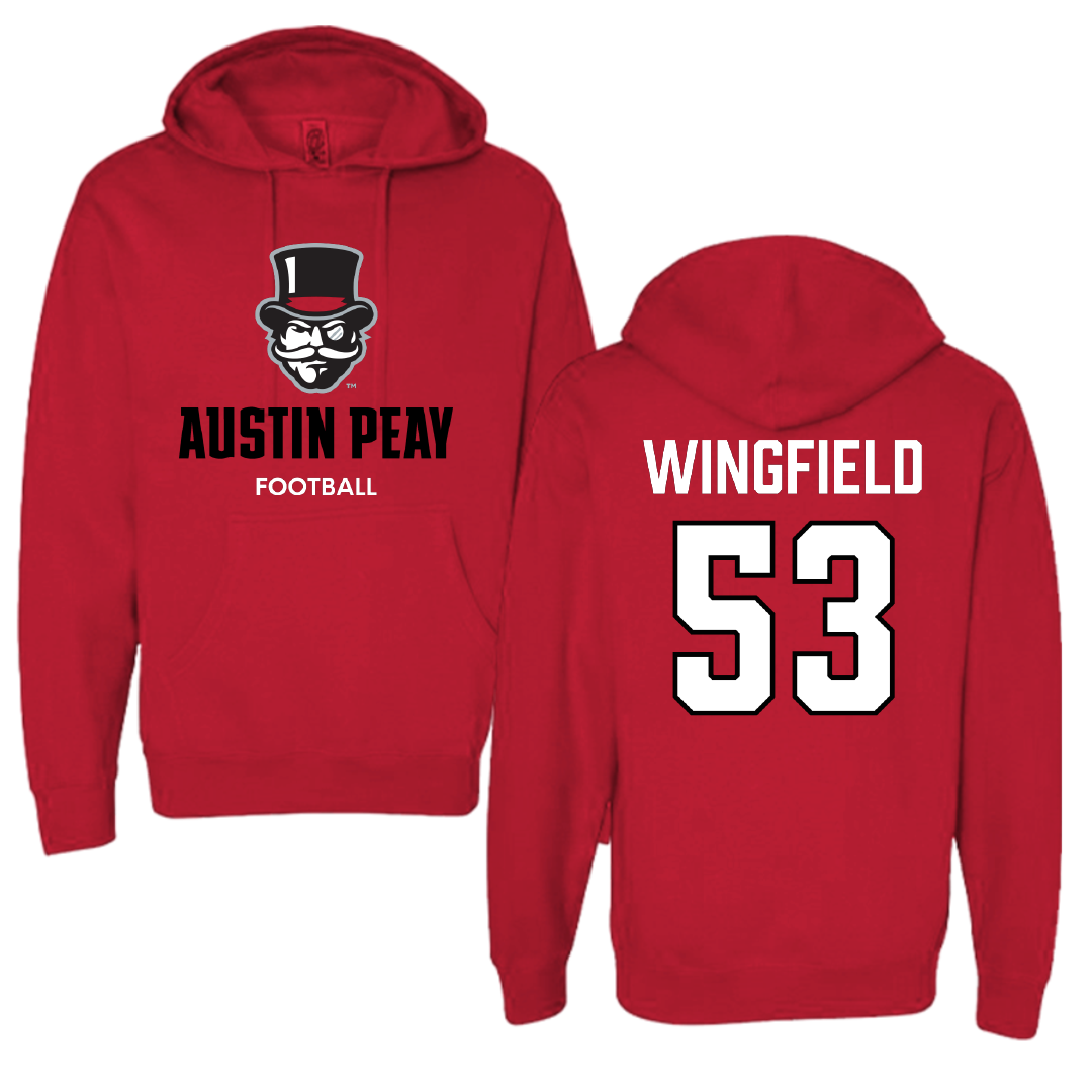 Austin Peay State University Football Red Hoodie - #53 Christian Wingfield