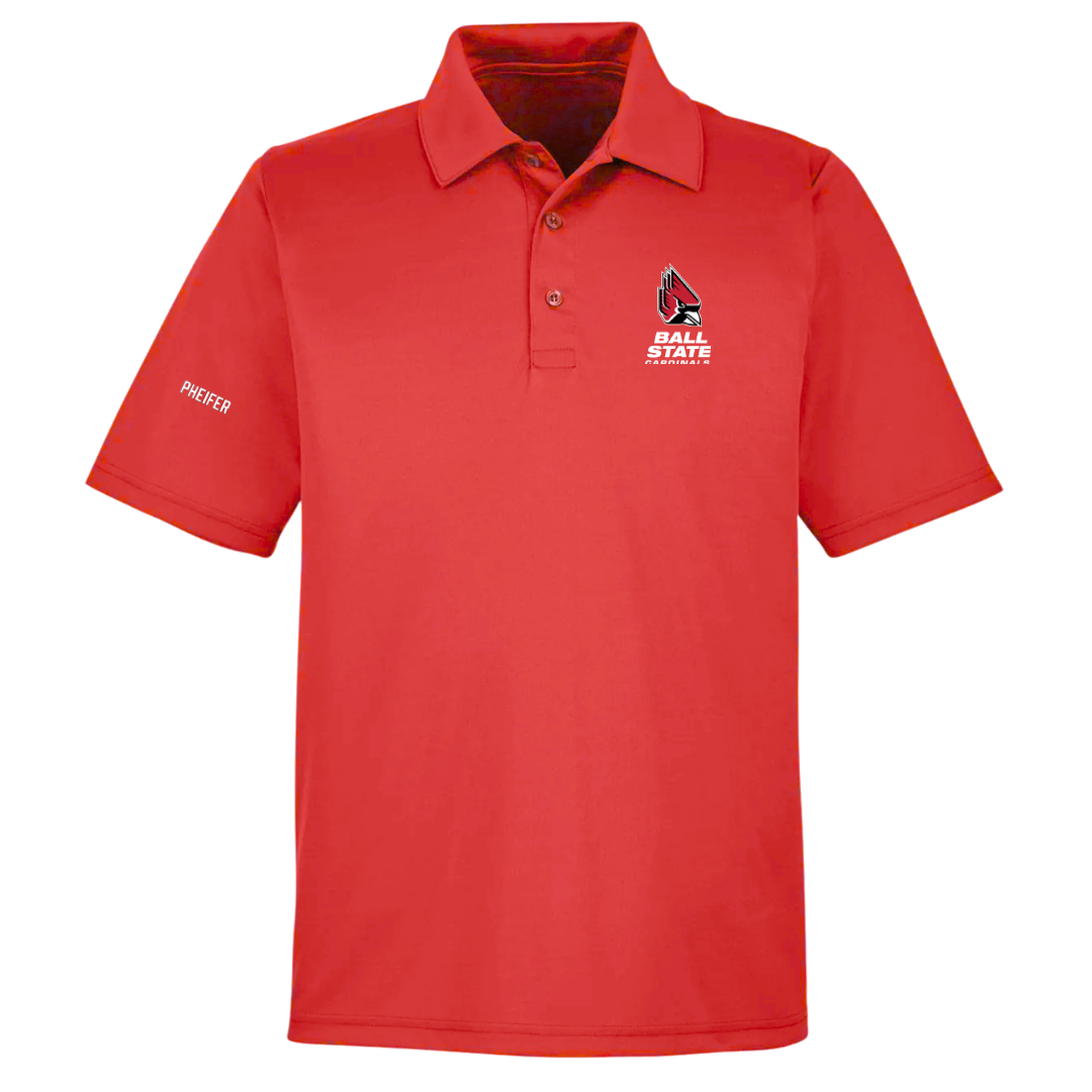 Ball State University Swimming & Diving Red Polo - Ethan Pheifer