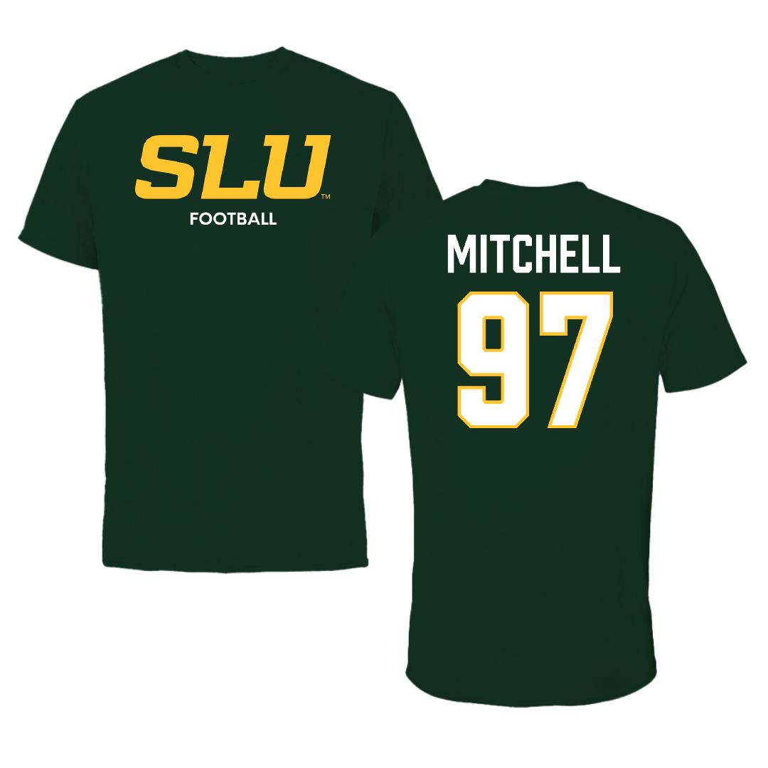 Southeastern Louisiana University Football Forest Green Performance Tee - #97 Tyrik Mitchell
