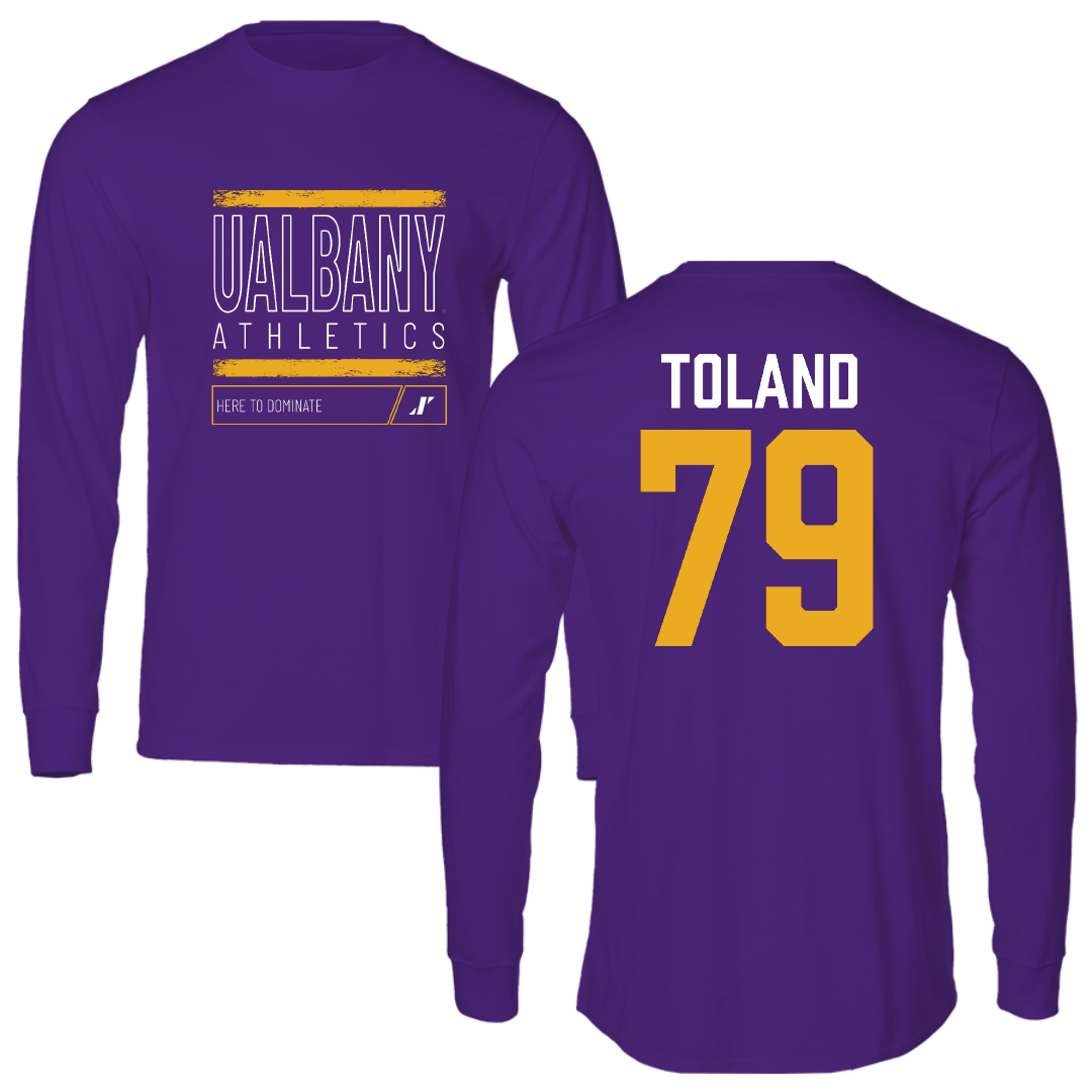 University at Albany Football Purple Dominate Performance Long Sleeve - #79 Ondre Toland