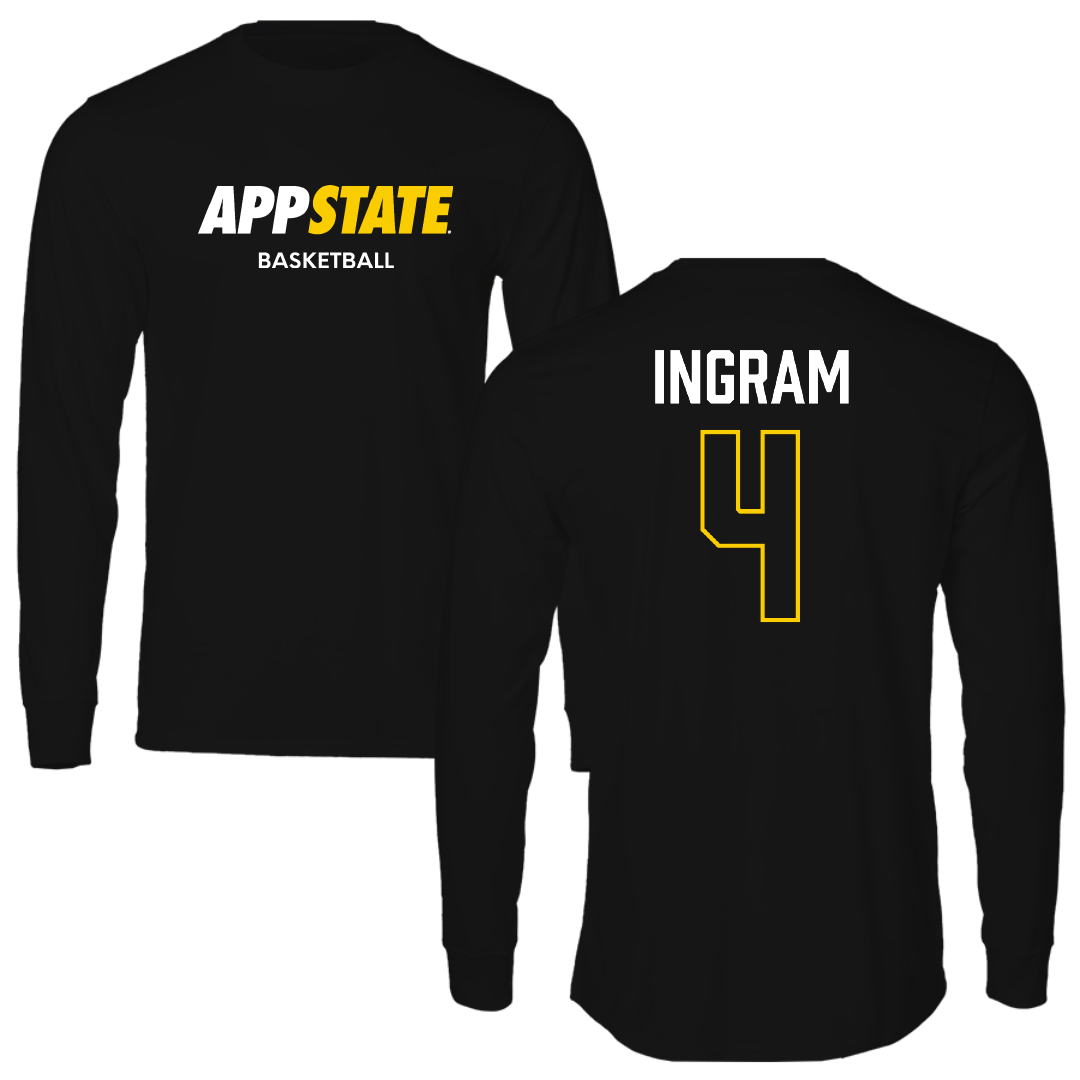 Appalachian State University Basketball (W) Black Block Performance Long Sleeve - #4 J'Mani Ingram