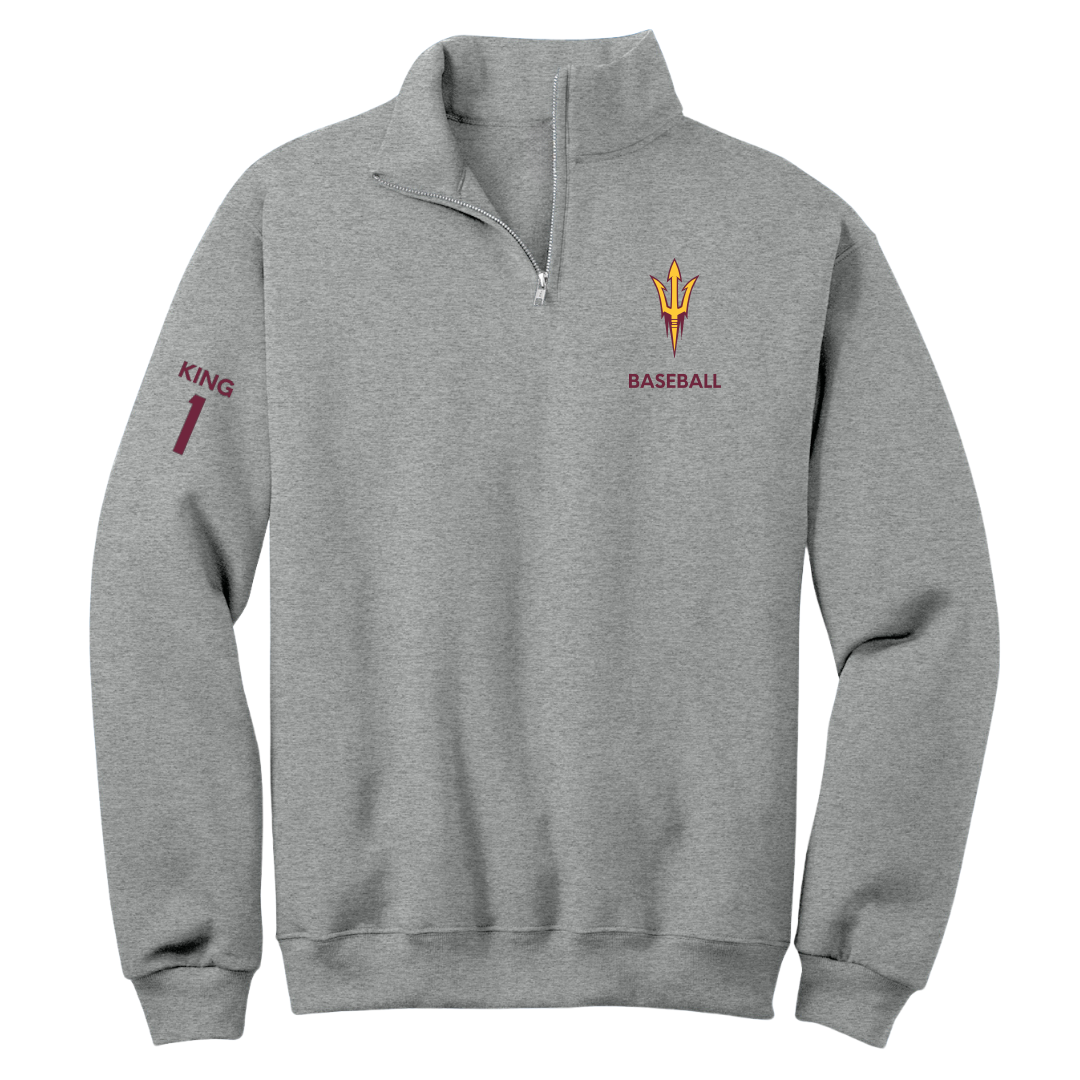 Arizona State University Baseball Sport Gray Quarter-Zip - #1 Matt King