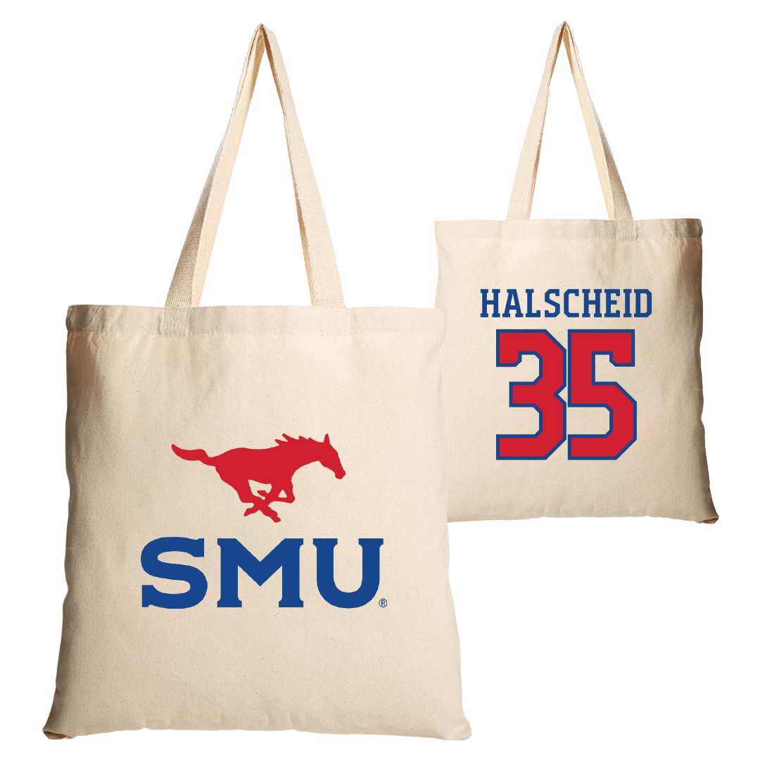 Southern Methodist University Soccer Tan Canvas Tote Bag - #35 Hayden Halscheid