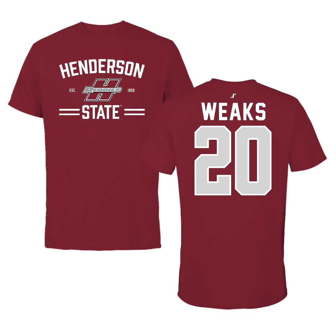 Henderson State University Baseball Cardinal General Tee - #20 Reese Weaks