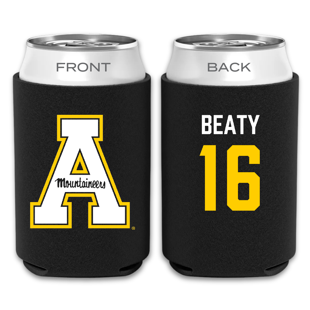Appalachian State University Baseball Black Mountaineers Can Cooler - #16 Jake Beaty
