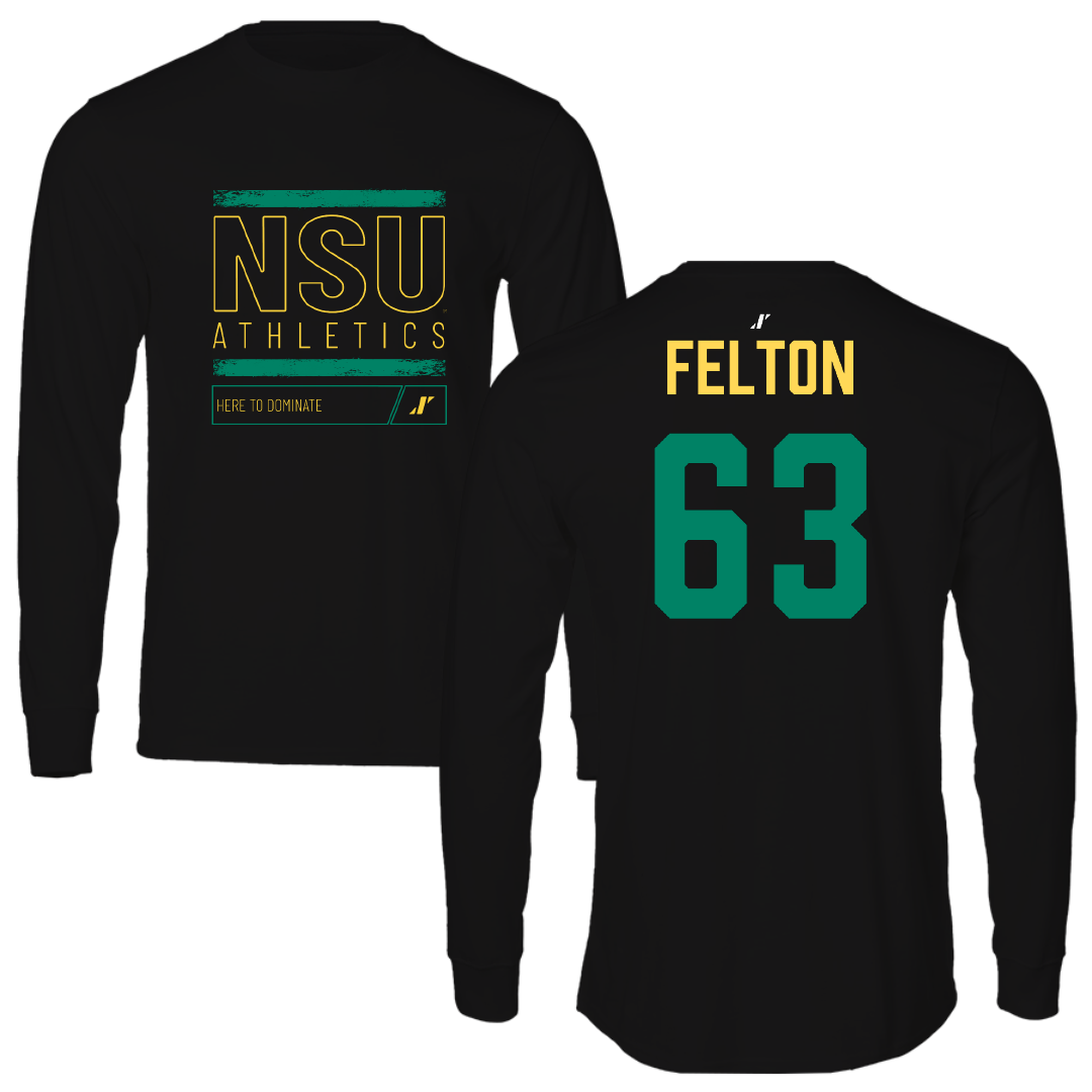 Norfolk State University Football Black Dominate Long Sleeve - #63 Marselle Felton